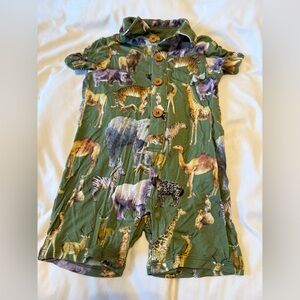 Posh Peanut Green Safari Animal Bodysuit